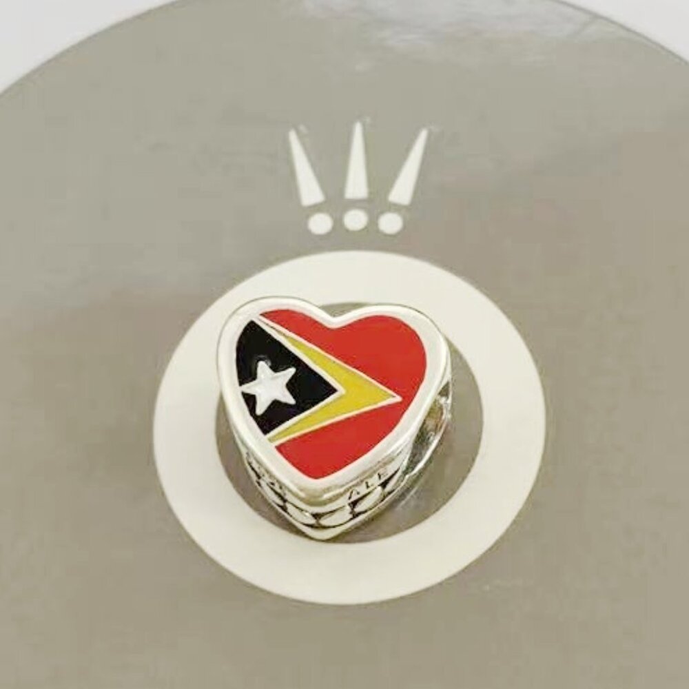 Pandora East Timor Flag Exclusive Heart Charm Bead